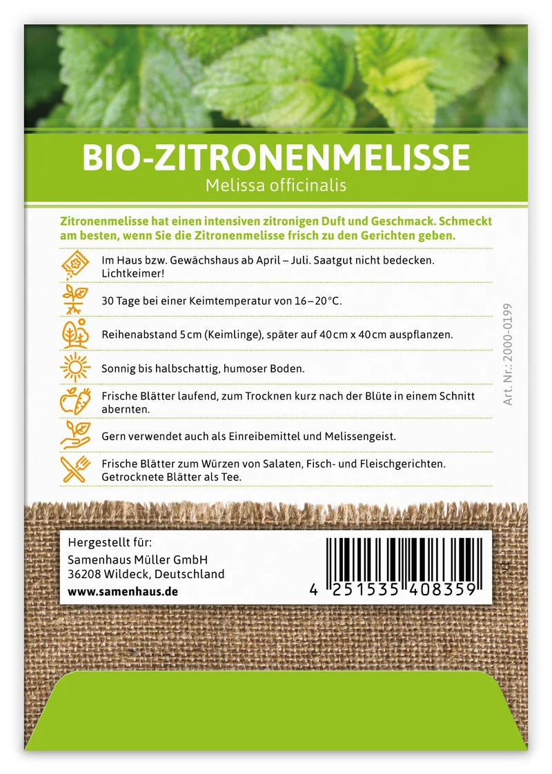 Zitronenmelisse | BIO Melissensamen von FLORTUS
