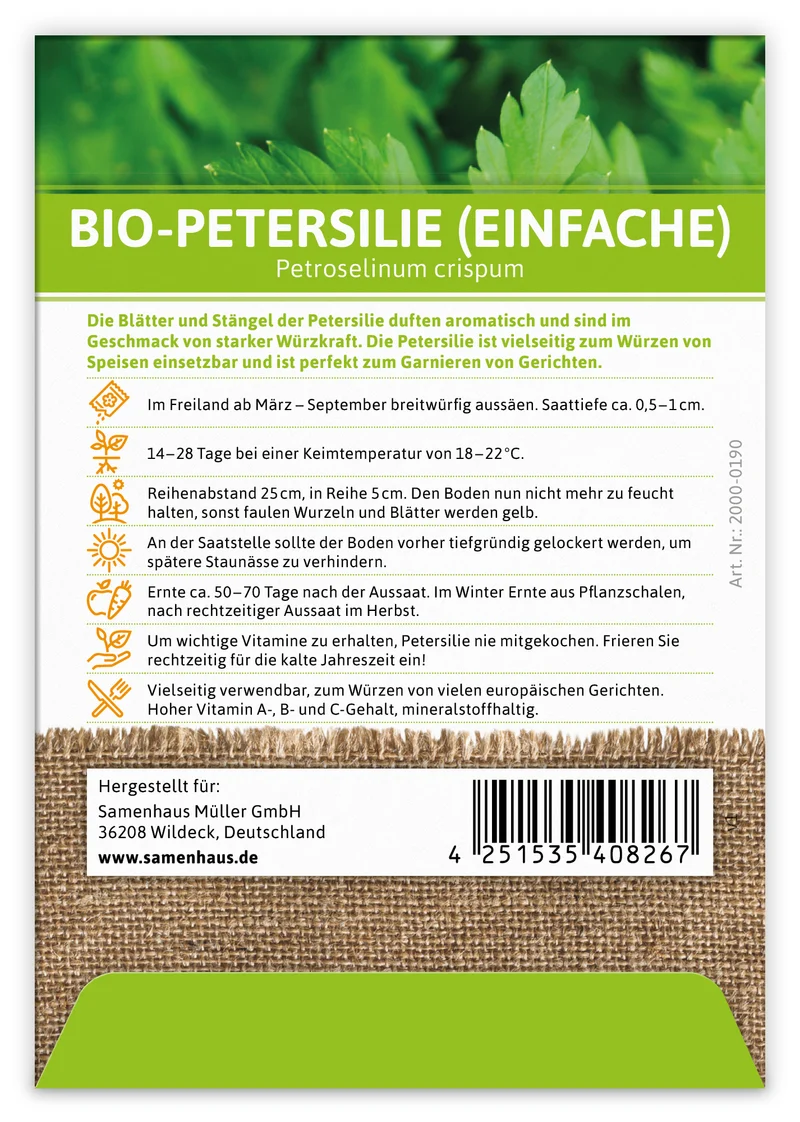 Petersilie einfache | BIO Petersiliensamen von FLORTUS