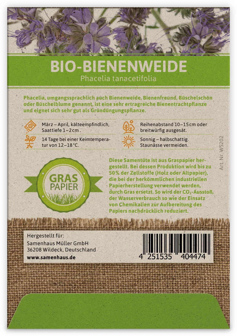 BIO Bienenweide für Werbezwecke (100 Tütchen) | BIO Phaceliasamen von FLORTUS