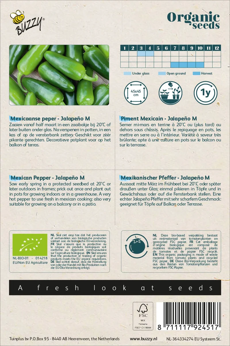 Pfeffer Jalapeño | BIO Chilisamen von Buzzy Seeds [MHD 07/2024]