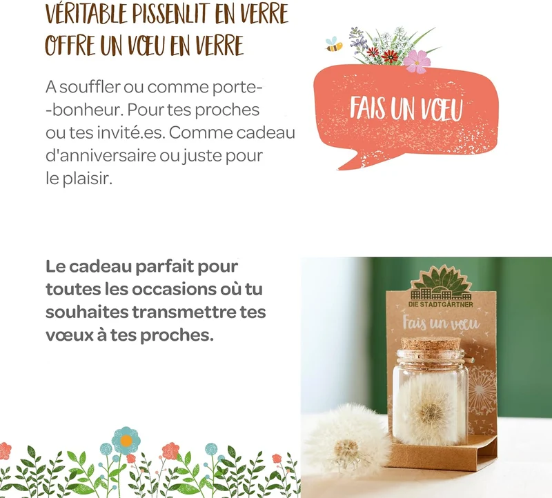 Exauceur de voeux - Véritable pissenlit en verre