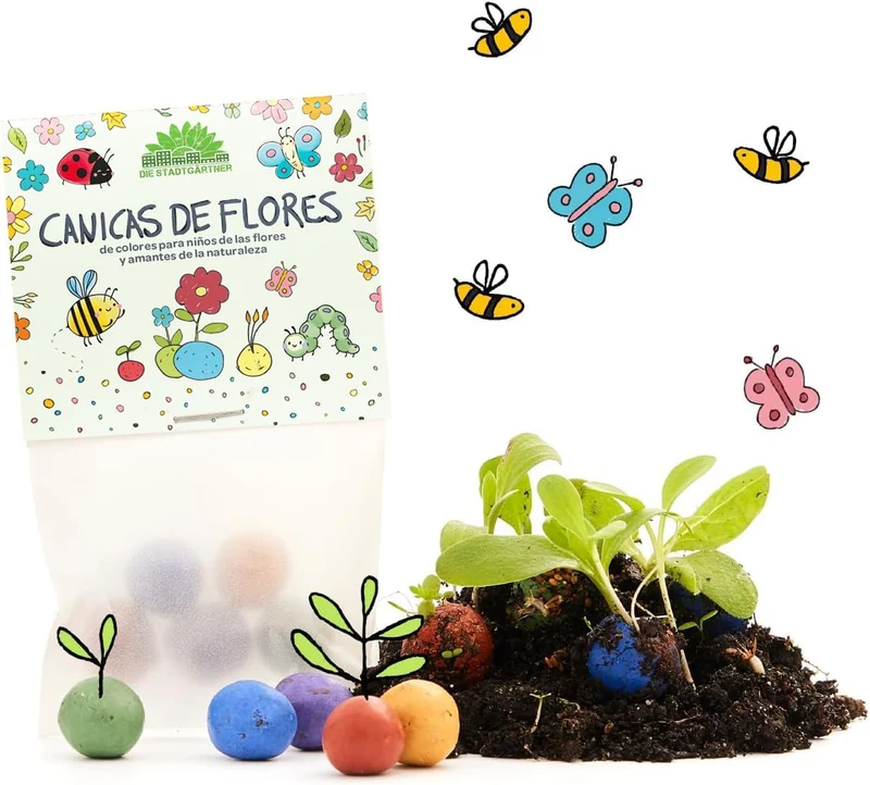 Paquete de 10 x 5 canicas de flores de colores