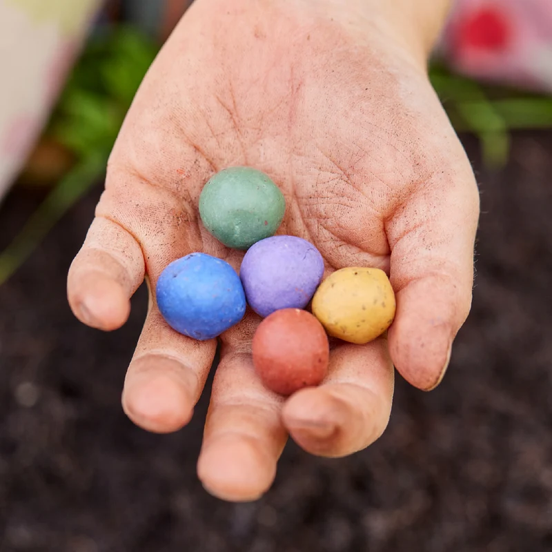 5 Blumenmurmeln im Tütchen zur Einschulung "Endlich Schulkind"
