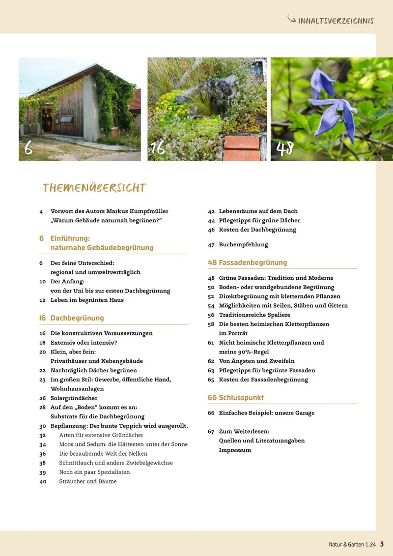 Gebäude naturnah begrünen - Dach und Fassade