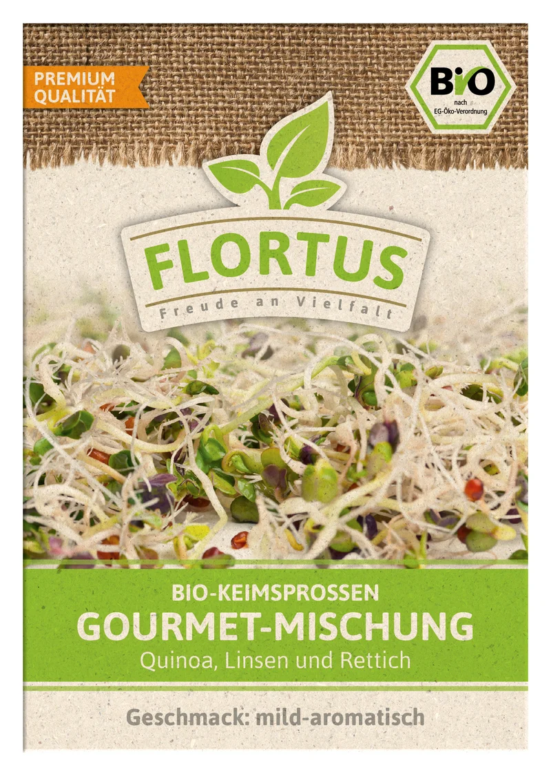 Keimsprossen Gourmet-Mischung (Quinoa, Linsen und Rettich) | BIO Keimsprossen von FLORTUS
