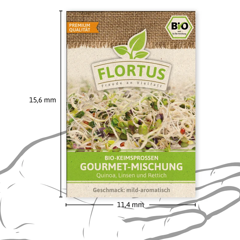 Keimsprossen Gourmet-Mischung (Quinoa, Linsen und Rettich) | BIO Keimsprossen von FLORTUS