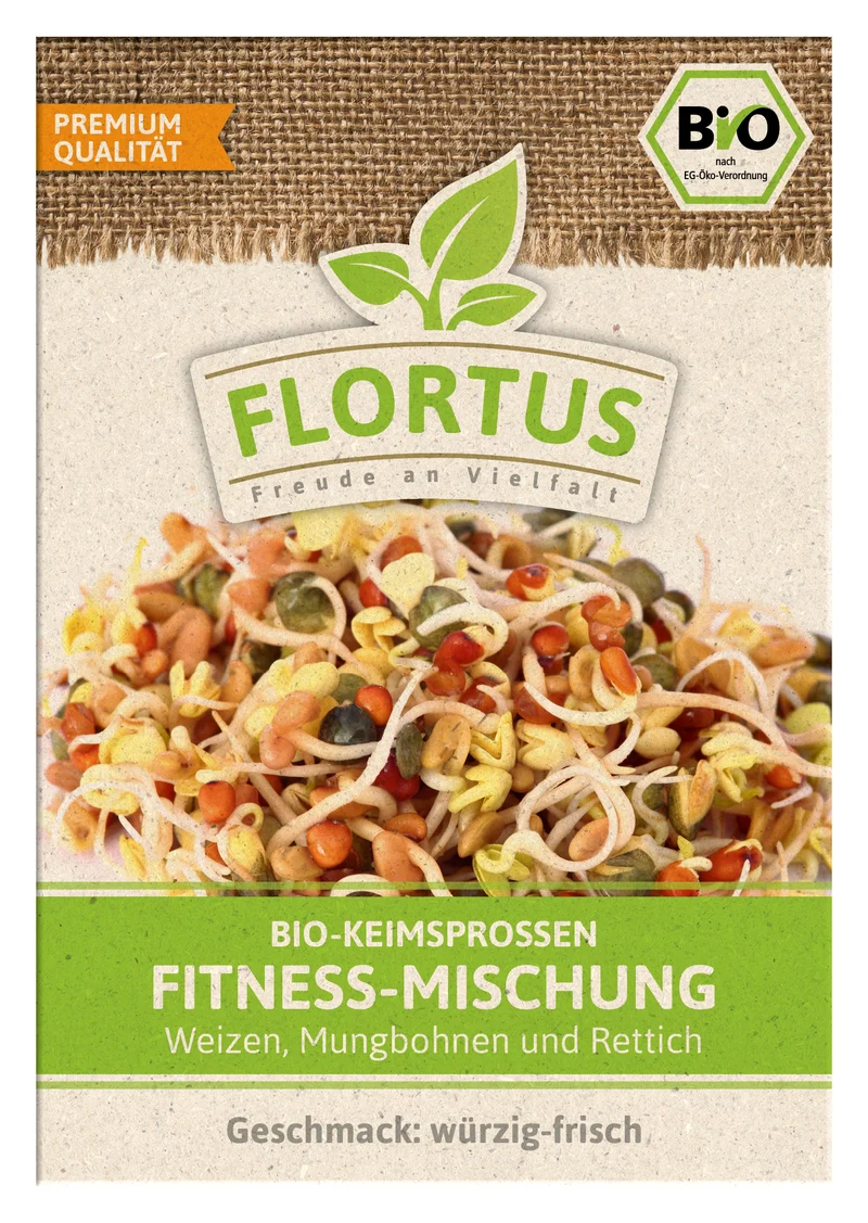 Keimsprossen Fitness-Mischung (Weizen, Mungbohnen und Rettich) | BIO Keimsprossen von FLORTUS