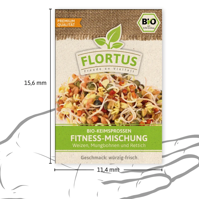 Keimsprossen Fitness-Mischung (Weizen, Mungbohnen und Rettich) | BIO Keimsprossen von FLORTUS
