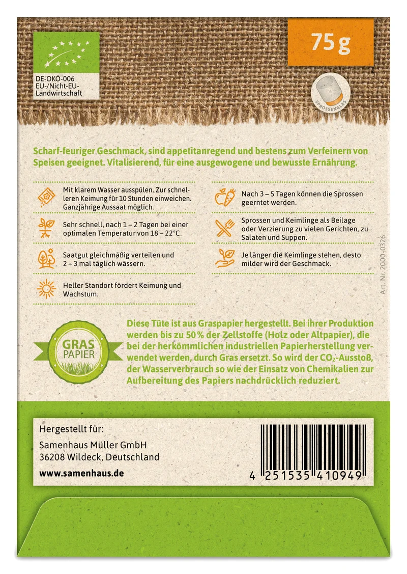 Keimsprossen Daikon-Rettich | BIO Keimsprossen von FLORTUS