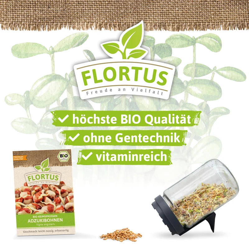 Keimsprossen Adzukibohne | BIO Keimsprossen von FLORTUS