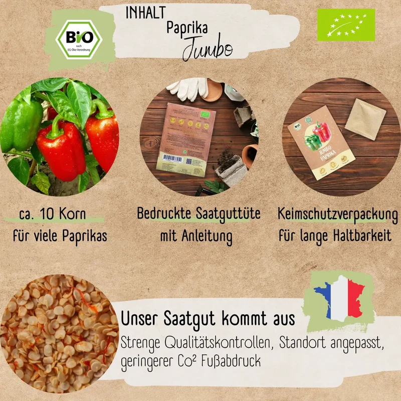 Bio Paprika Jumbo mild Samen