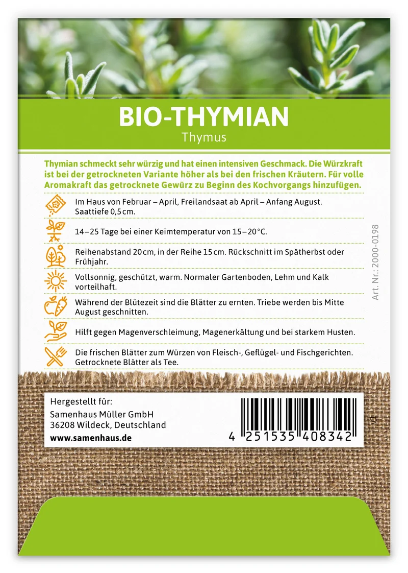 Thymian (100 Tütchen) | BIO Thymiansamen von FLORTUS