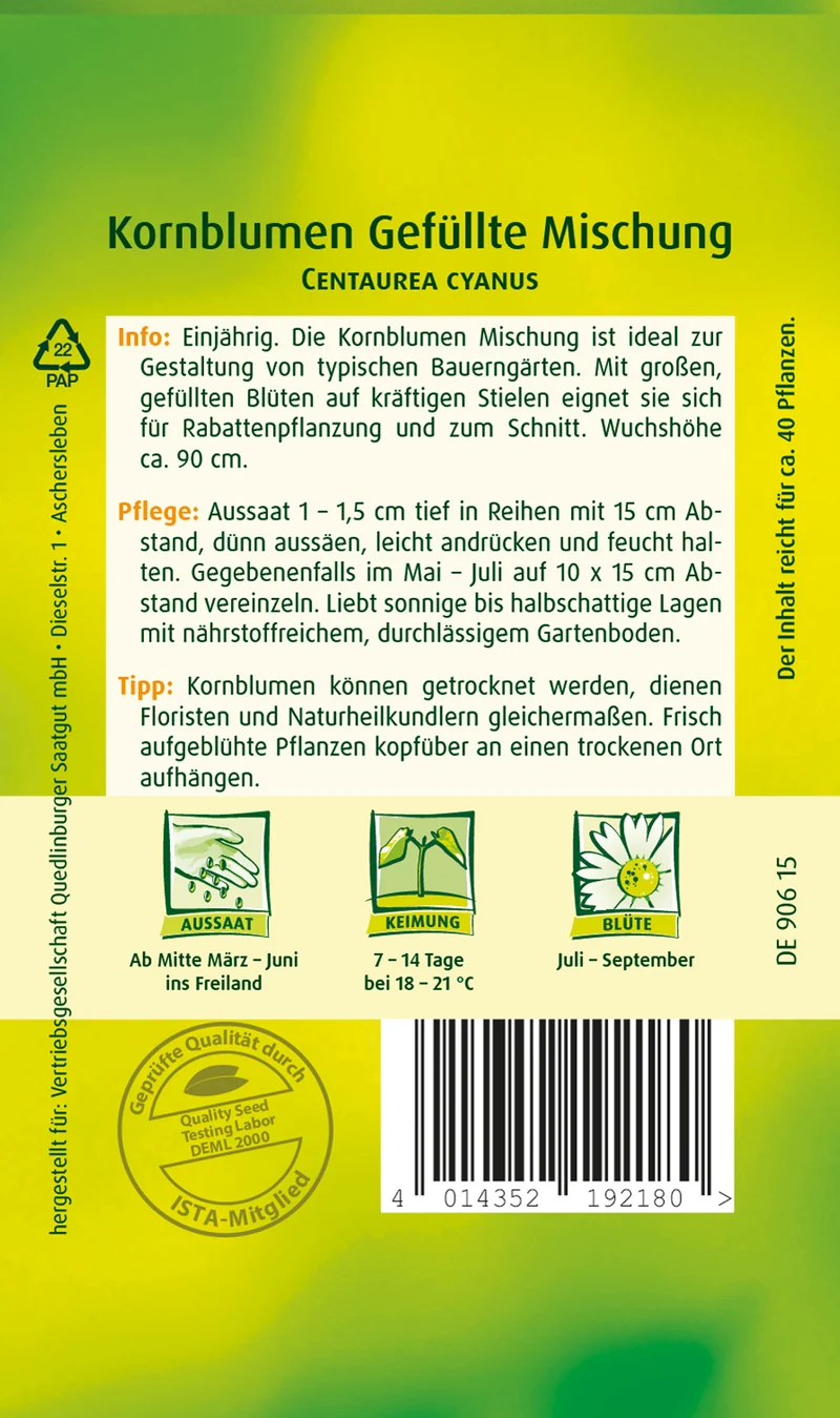 Kornblume Gefüllte Mischung Saatgut