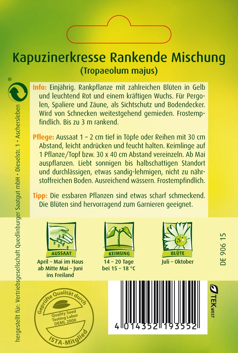 Kapuzinerkresse Rankende Mischung Saatgut