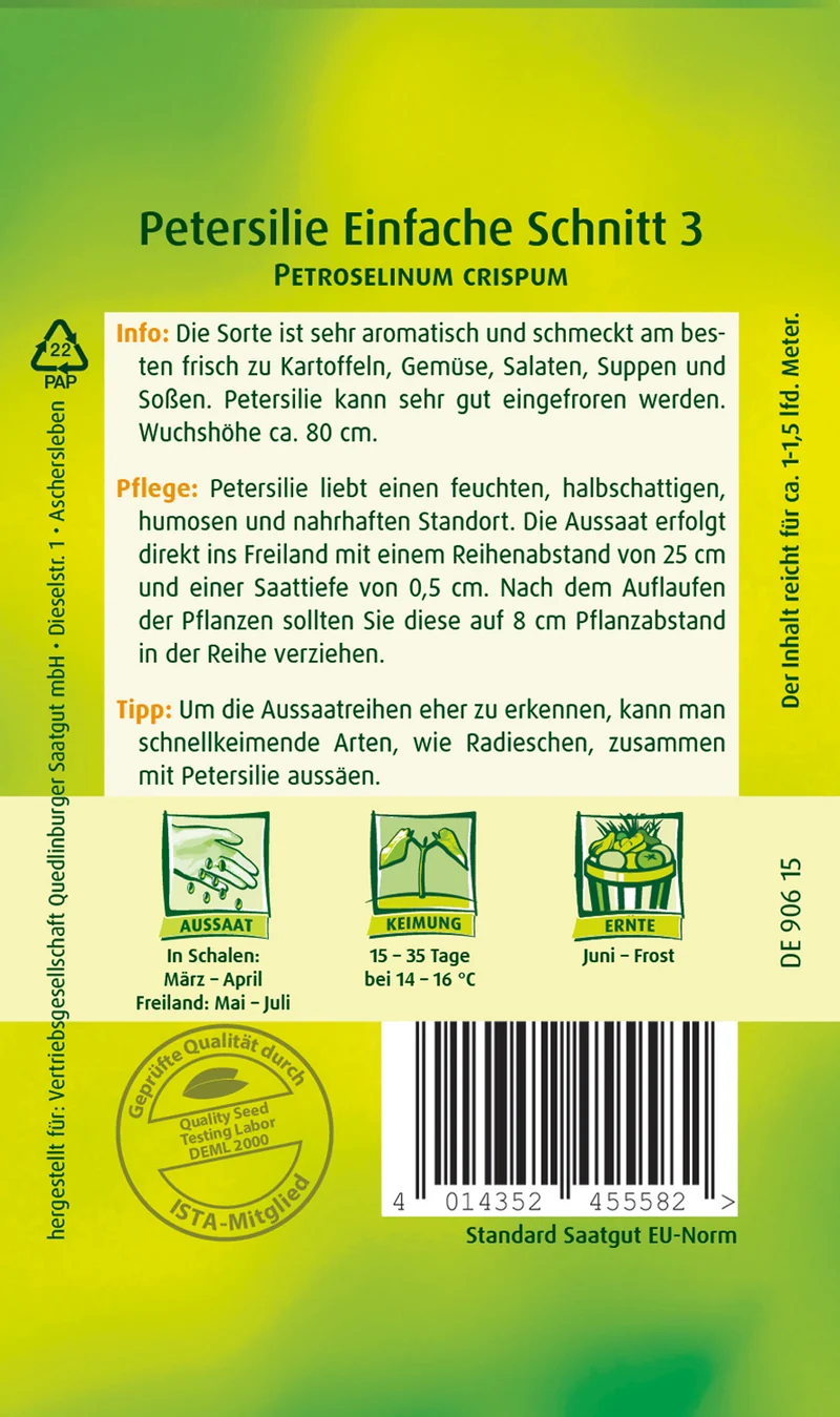 Petersilie Einfache Schnitt 3 Saatgut