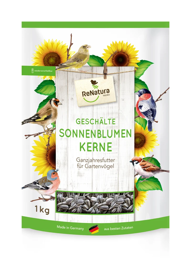 Geschälte Sonnenblumenkerne (1 kg) | Vogelfutter von ReNatura