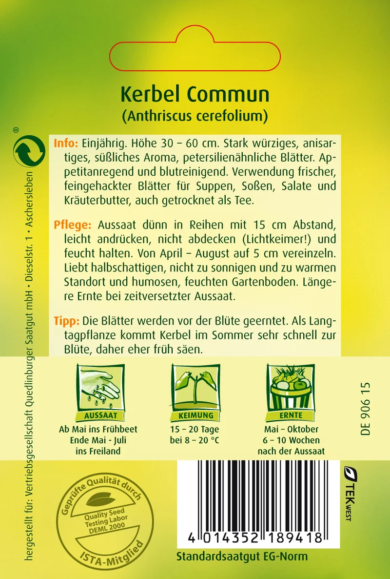 Kerbel Commun Saatgut