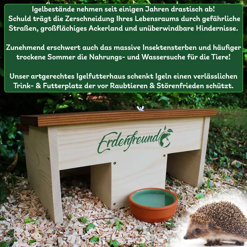 Igel-Futterhaus mit Wasser- und Futterplatz
