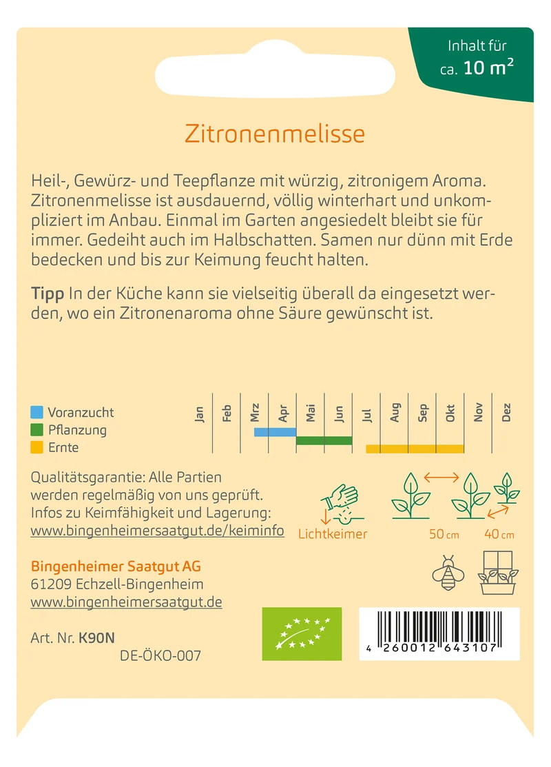 Zitronenmelisse | BIO Melissensamen von Bingenheimer Saatgut