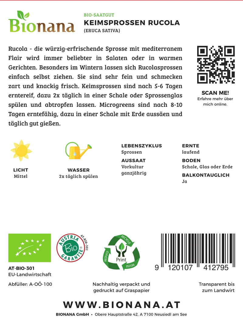 Keimsprossen Rucola | BIO Keimsprossen von Bionana [MHD 12/2023]