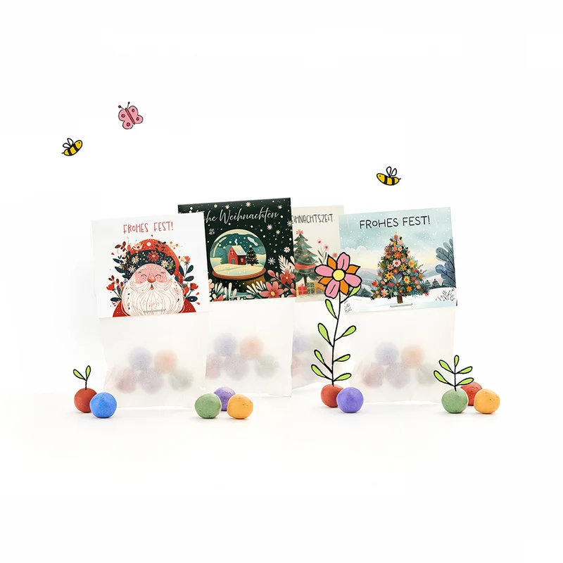 12x5 Kleine Weihnachtsgeschenke - Blumenmurmeln im Tütchen