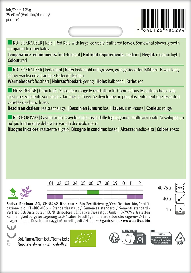 BIO Saatgut Grünkohl Roter Krauser
