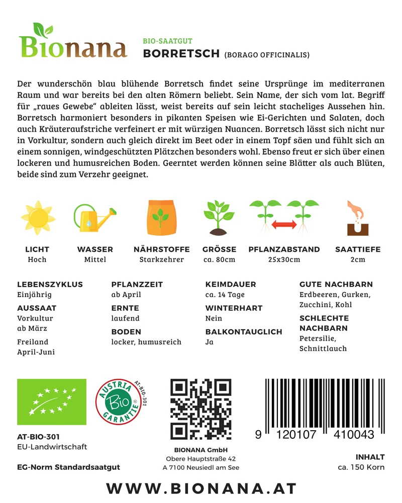 Borretsch | BIO Borretschsamen von Bionana [MHD 12/2023]
