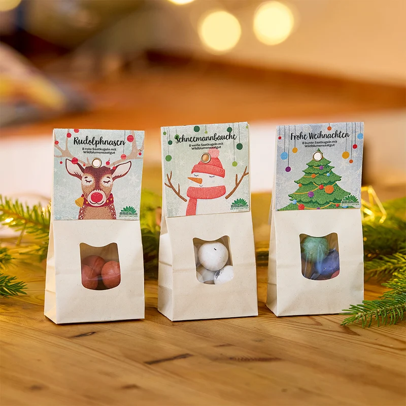 Weihnachtliche Saatkugeln im 3er-Set