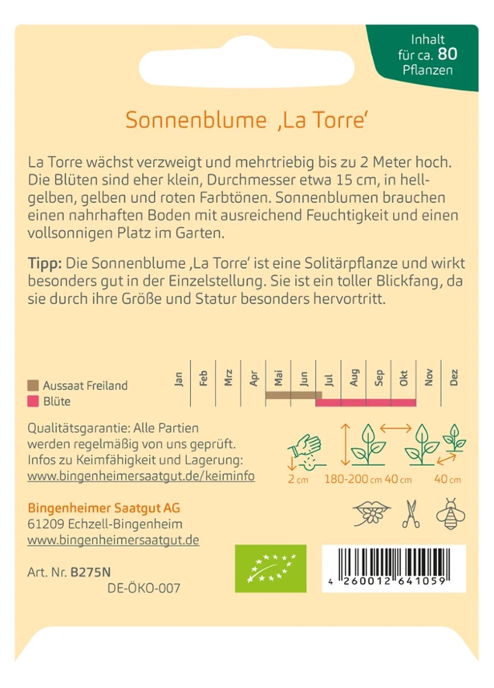BIO Saatgut Sonnenblume La Torre