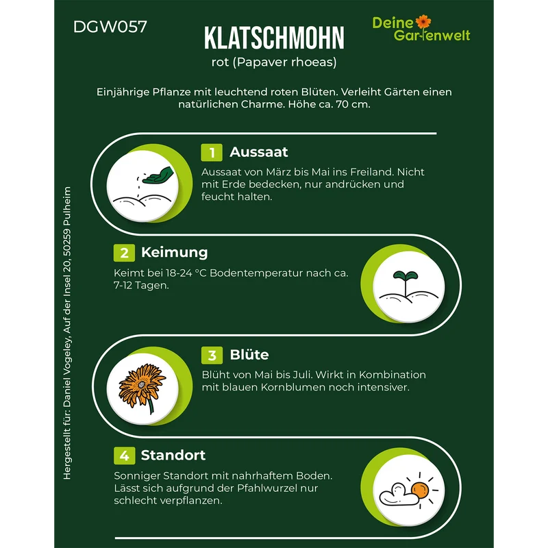 Klatsch Mohn rot Saatgut