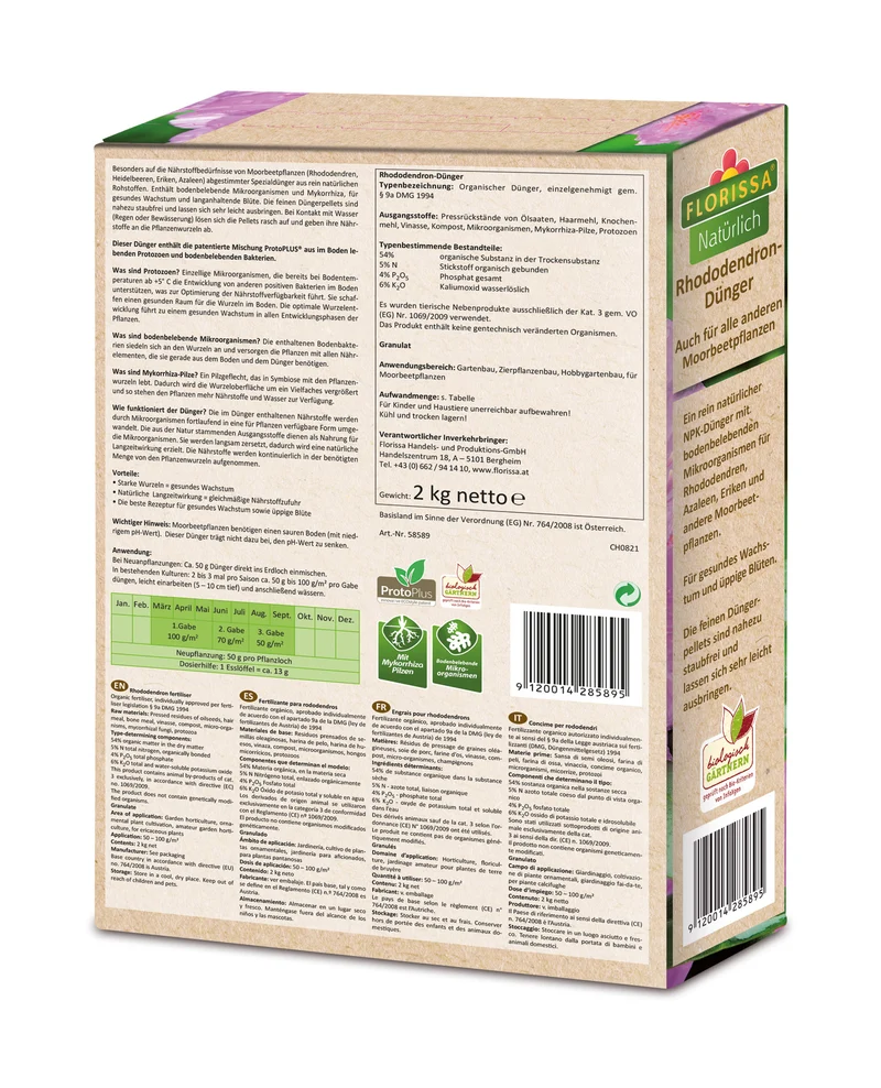 Rhododendron-Dünger mit ProtoPlus (2 kg) | BIO Dünger von Florissa