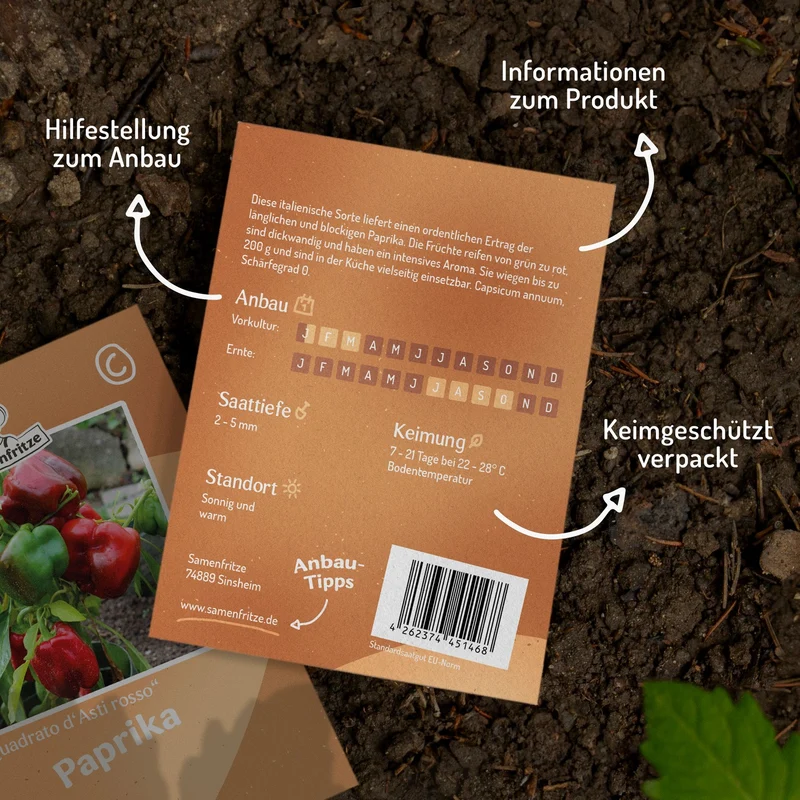Paprika Quadrato d'Asti rosso Samen MHD 06/27