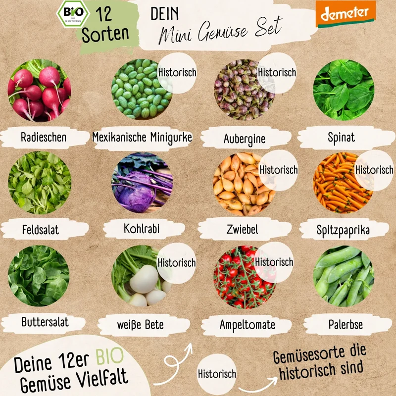 Dein 12 Demeter Mini Gemüse Samen Set