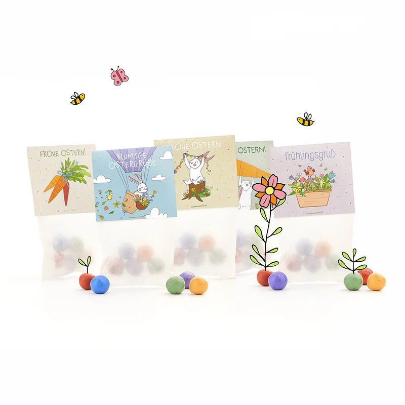 10x5 Blumenmurmeln im Tütchen – Osterdesign