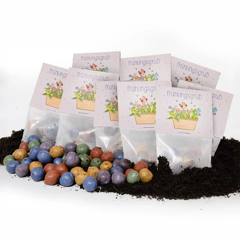 10x5 Blumenmurmeln im Tütchen "Frühlingsgruß"