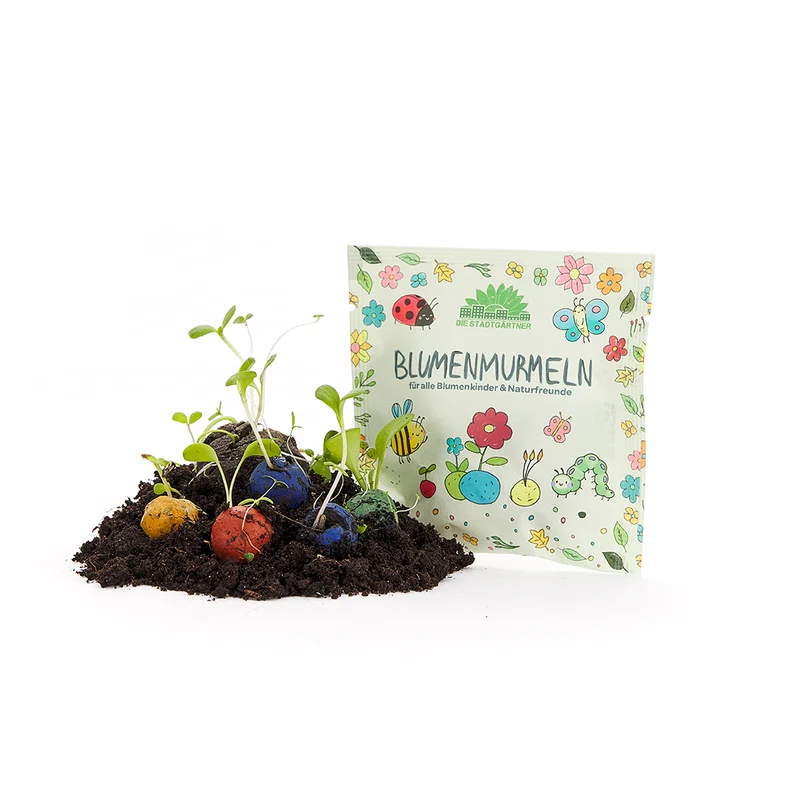 10x5 bunte Blumenmurmeln im Tütchen