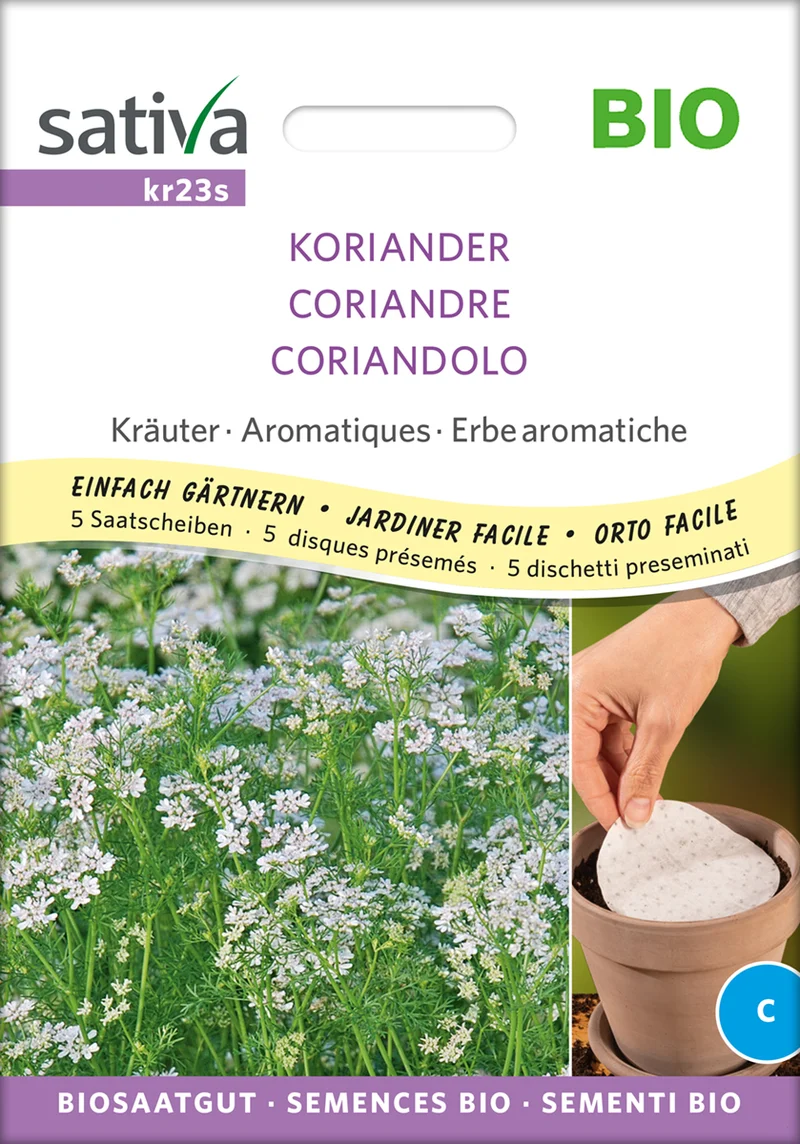 Koriander (Saatscheiben) | BIO Saatbänder & Saatplatten von Sativa Rheinau [MHD 12/2021]