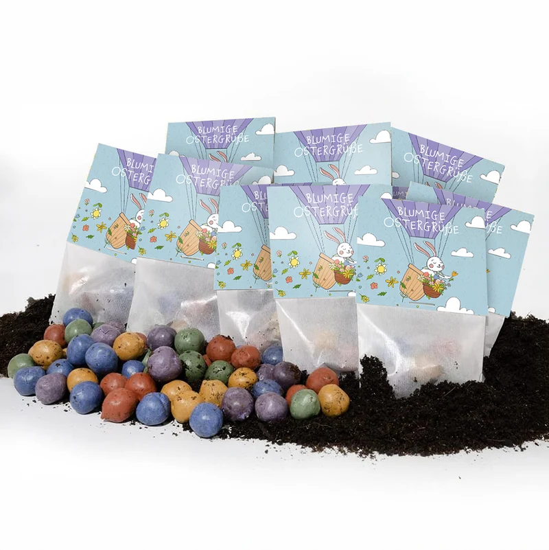 10x5 Blumenmurmeln im Tütchen "Ostergrüße"
