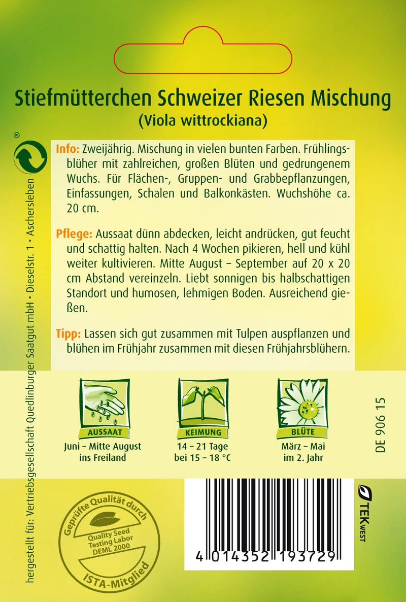 Stiefmütterchen Schweizer Riesen Mischung Saatgut