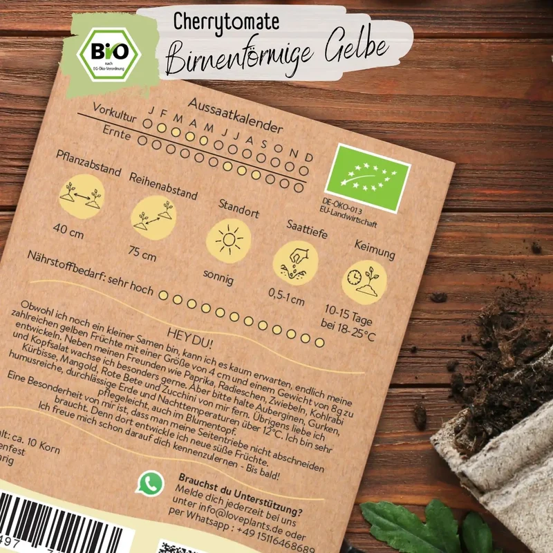 Bio Cherrytomate Birnenförmige Gelbe Samen