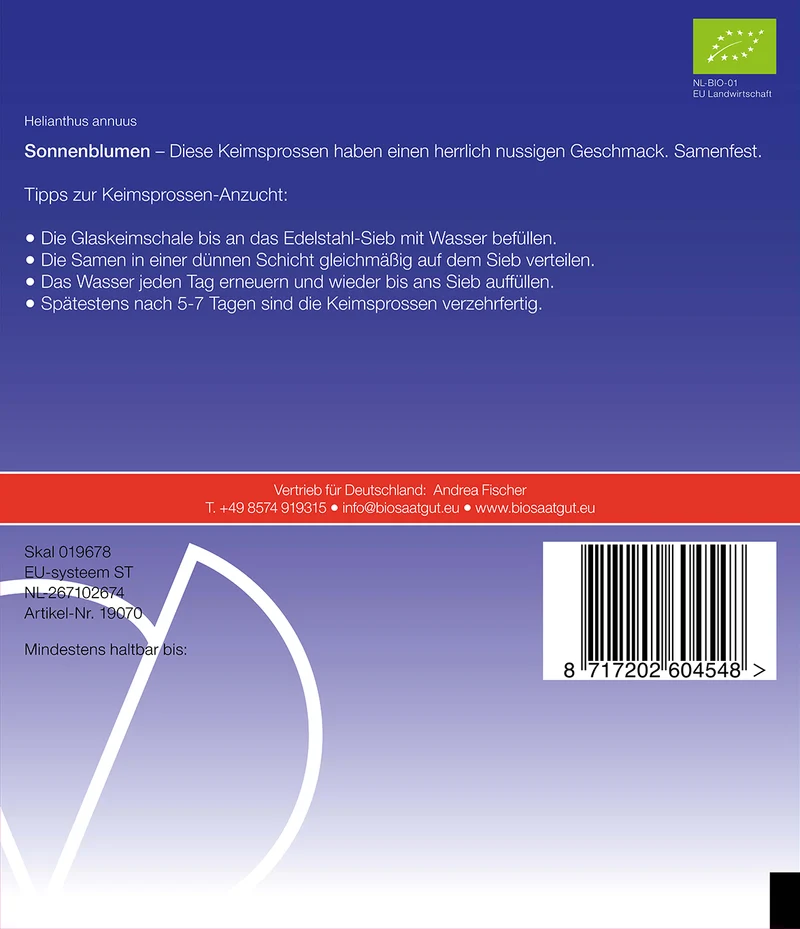 Sonnenblumen Keimsprossen | BIO Keimsprossen von De Bolster [MHD 12/2025]