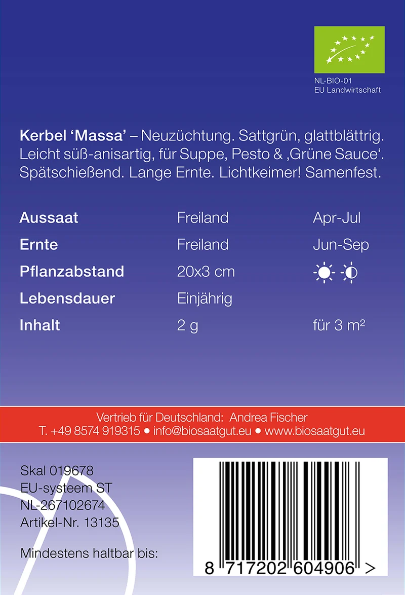 Kerbel Massa | BIO Kerbelsamen von De Bolster [MHD 12/2023]