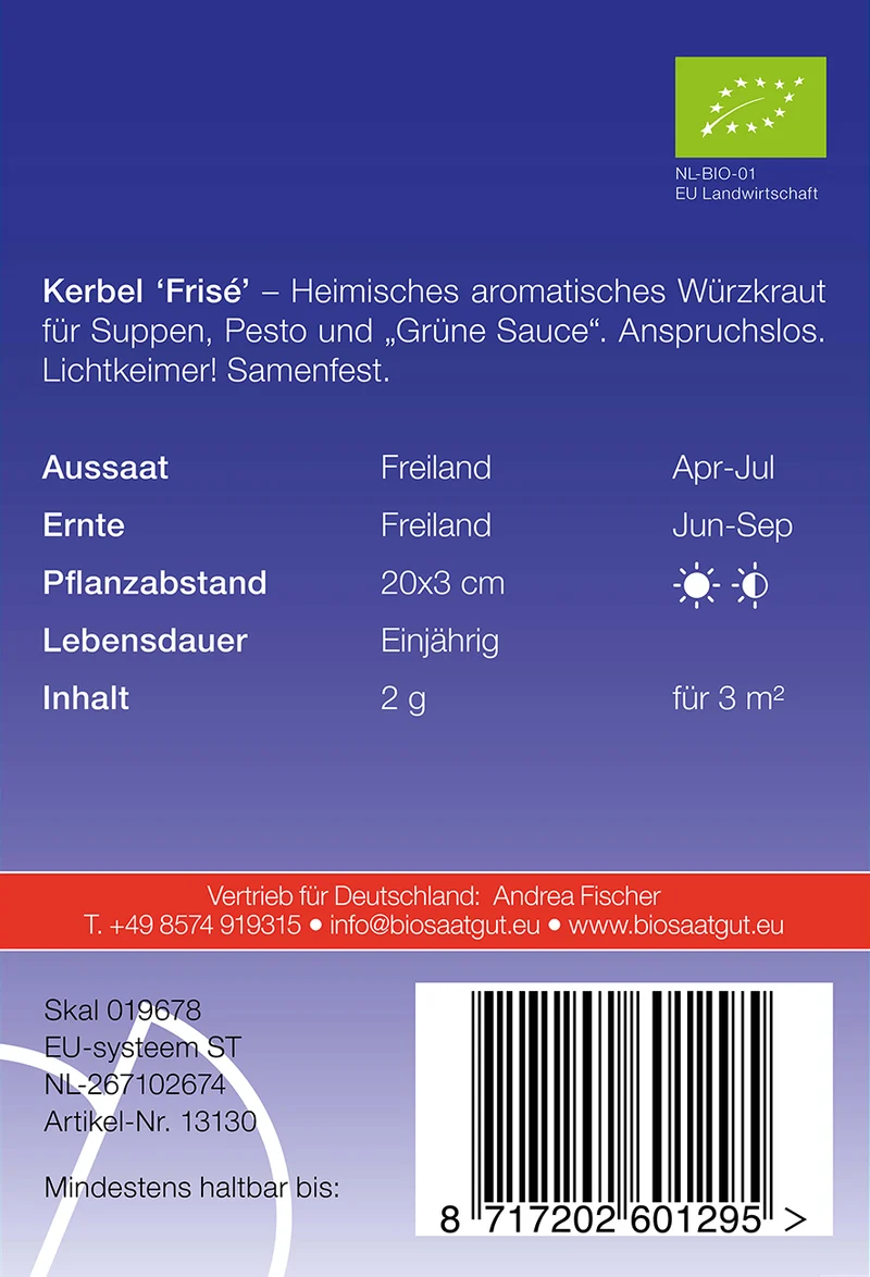 Kerbel Frise | BIO Kerbelsamen von De Bolster [MHD 12/2023]
