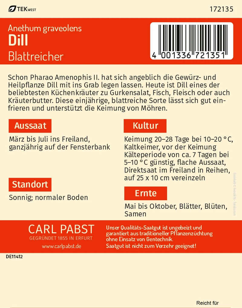 Dill Blattreicher Saatgut