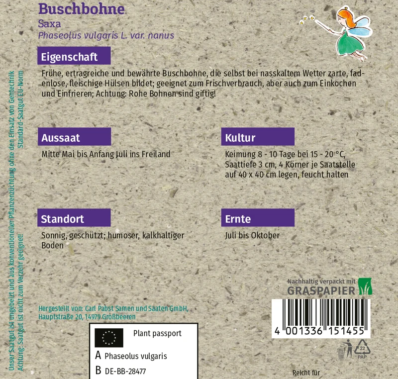 Buschbohne Saxa Saatgut