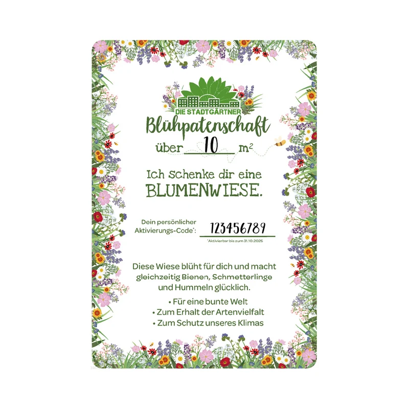 Patenschaft für 10 m² Blumenwiese zum Ausdrucken