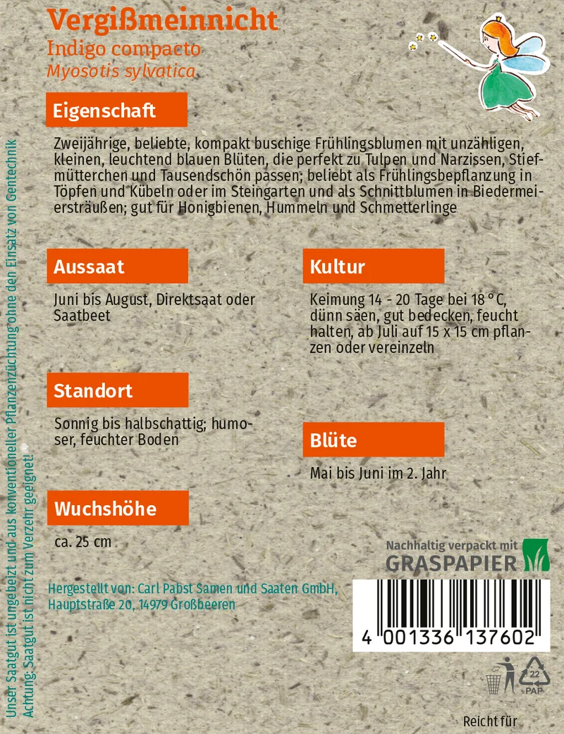 Vergißmeinnicht Indigo compacto Saatgut