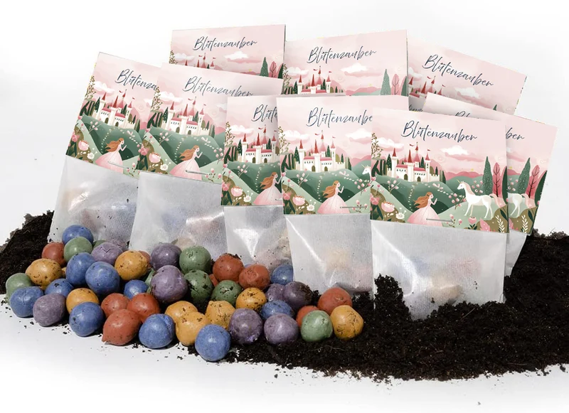 10x5 Blumenmurmeln im Tütchen – Blütenzauber