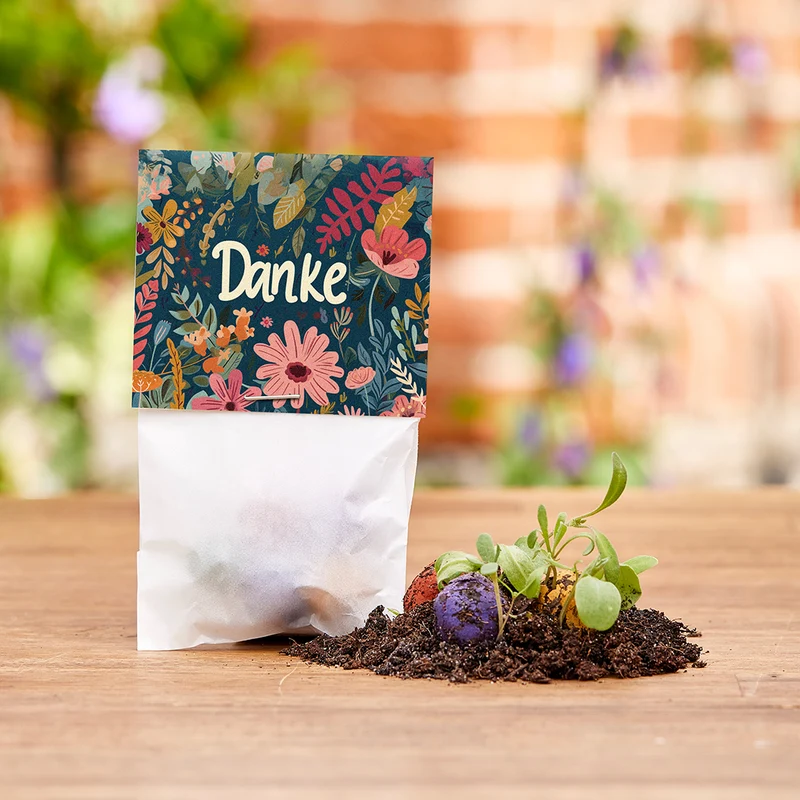 10x5 Blumenmurmeln im Tütchen – Danke