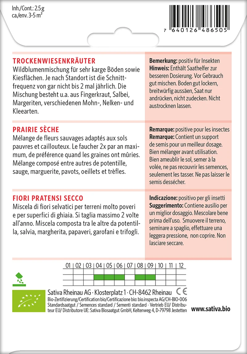 BIO Saatgut Wildblumenmischung Trockenwiesenkräuter
